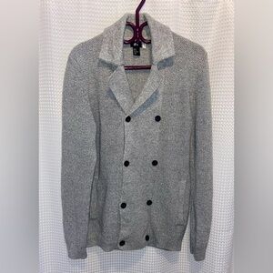 2/49$ Men’s H&M gray 100% cotton‎ Double-Breasted Gilet knit Cardigan Sz medium